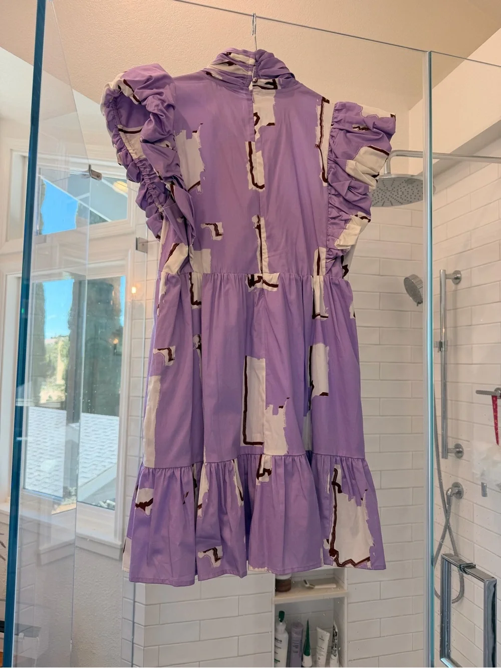 CROSBY by Mollie Burch Lavender Abstract Ruffle Mini Dress - Picture 2 of 2